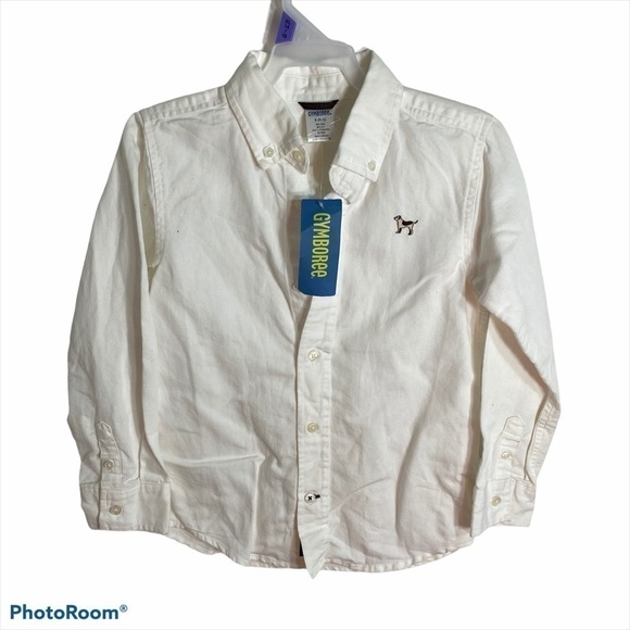Gymboree White Button Down Dog Embroidered NWT Small - Picture 1 of 6